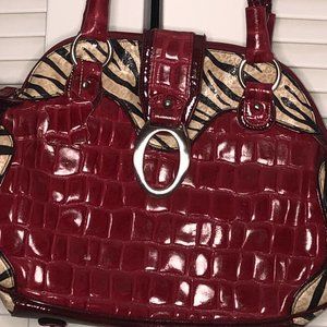 Cool red with zebra stripes medium-sized purse.